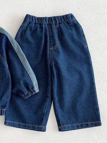 長袖シャツ・ブラウス dark blue pants / 80cm キッズアウター ロングパンツ デニム スプリングジャケット ワイドルーズパンツ 2カラー