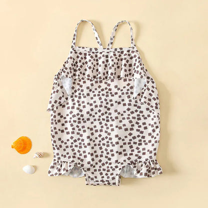 ベビー用水着 dark coffee 1 pcs / 66cm ベビー水着 ワンピース/セパレート ビキニ フリル フラワー小花柄プリント スイムウェア 2カラー【mh0005115】