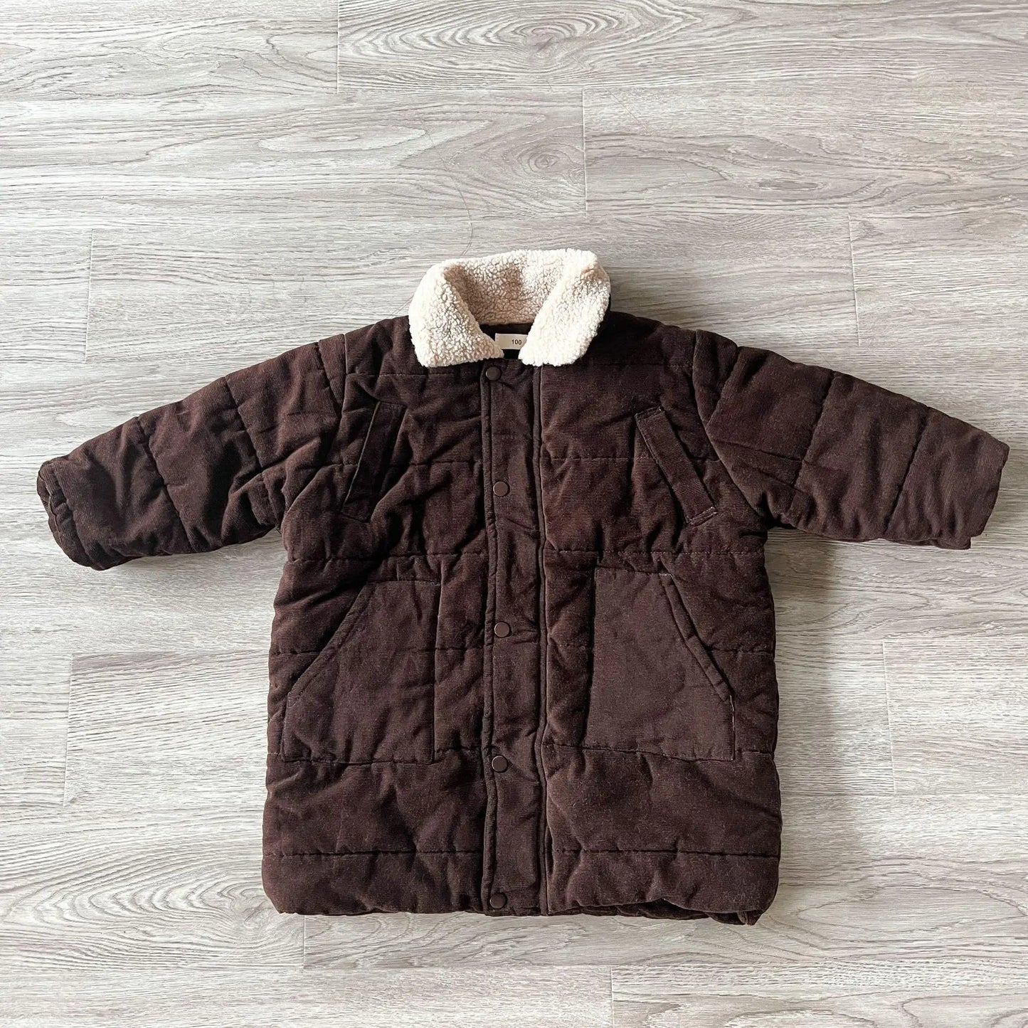 ロングコート dark coffee / 12M  80cm キッズアウター ロングコート コーデュロイ 裏フリースジャケット カーキ ダークコーヒー 2カラー