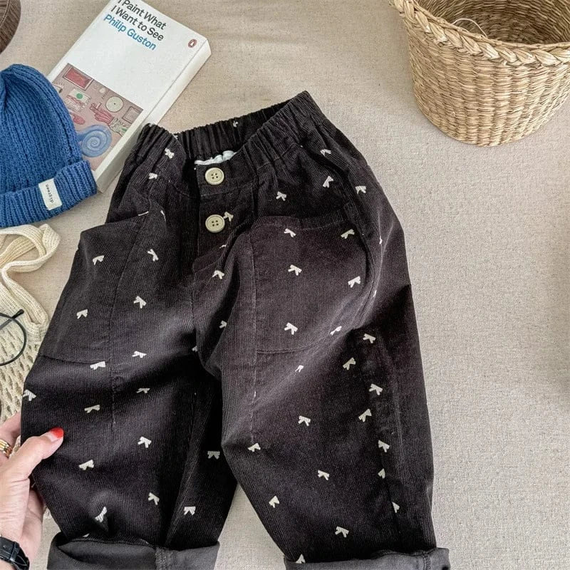 ロングパンツ・スウェットパンツ dark gray / 12M  80CM キッズパンツ ルーズロングパンツ リボンプリント 2カラー