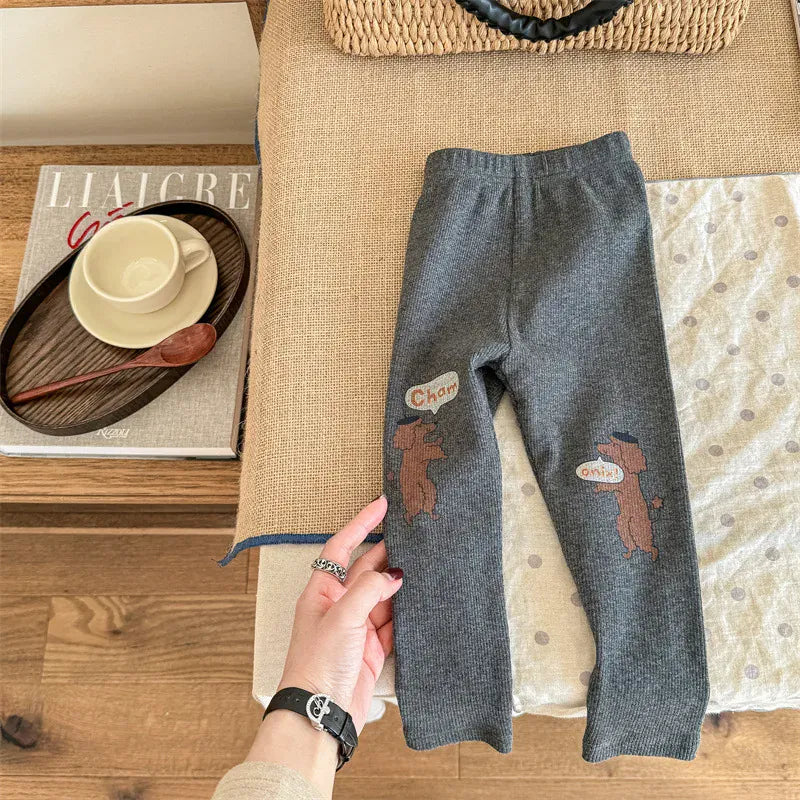 レギンスパンツ dark gray / 12M  80cm キッズパンツ レギンスパンツ 犬ドッグプリント 2カラー