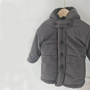 ロングコート Dark Gray / 12M  80CM キッズアウター 裏ボアフリースフーディミディアムロングコート【mh0008124】