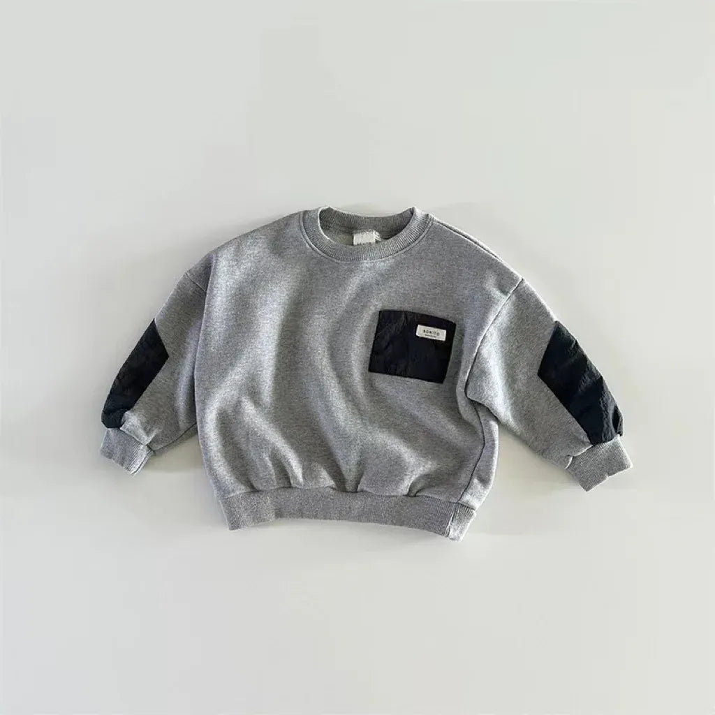 トレーナー・フーディ Dark Gray / 9M  73CM キッズトップス パッチワーク長袖スウェットシャツ【mh0008725】