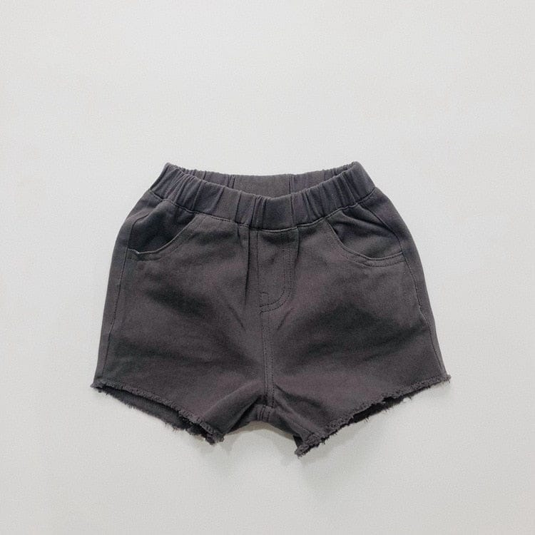 ハーフパンツ・ショートパンツ dark grey / 12M/80cm キッズ シンプル ベーシック 切りっぱなし ルーズ サマー ショートパンツ 6カラー ユニセックス