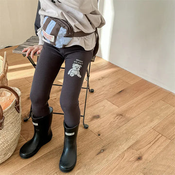 レギンスパンツ dark grey / 80cm キッズパンツ レギンスパンツ ベアくまプリント柄 グレー2カラー