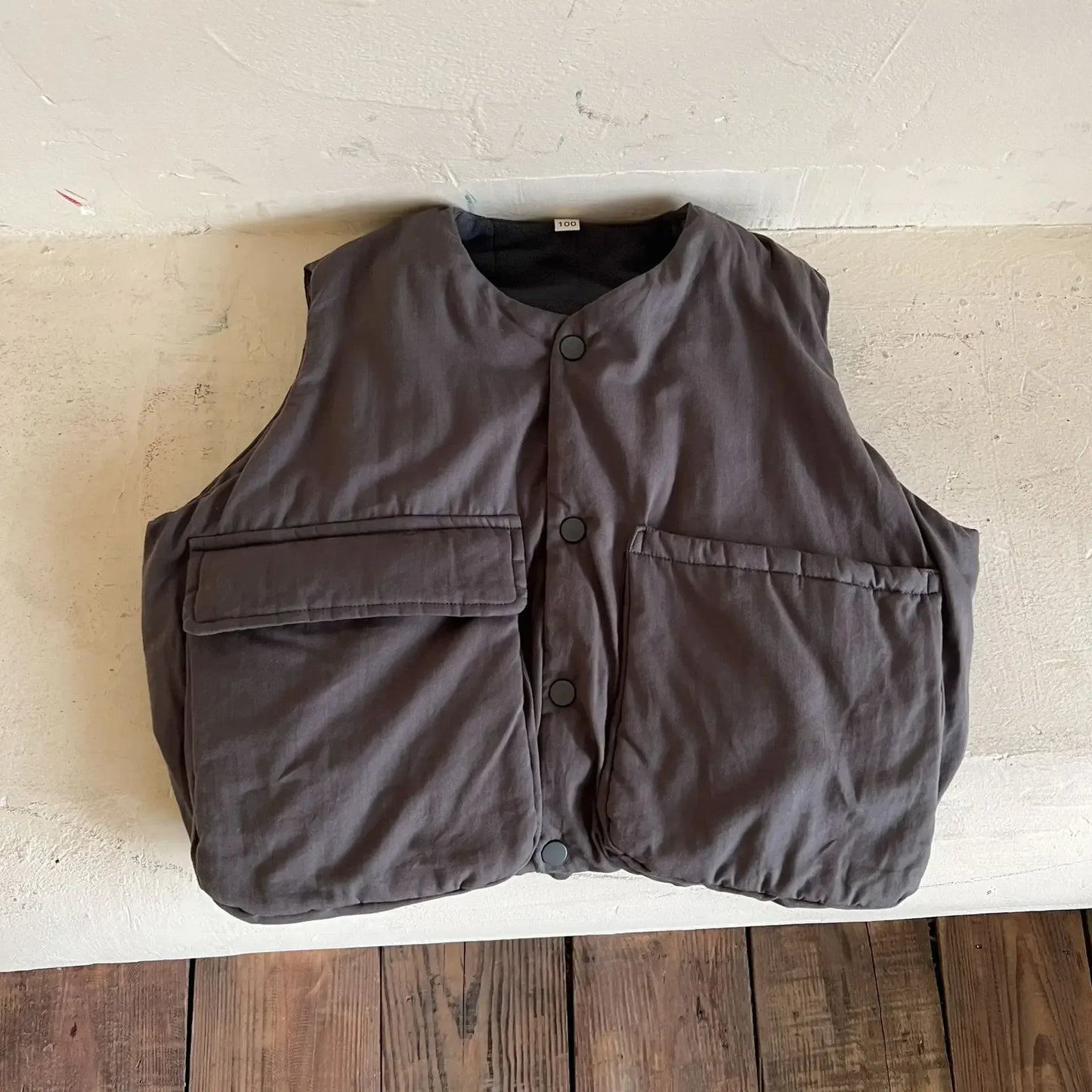 ベスト dark grey / 80cm キッズベスト 裏ボアフリースルーズベスト アウター 2カラー ボーイズ 男の子 子供服