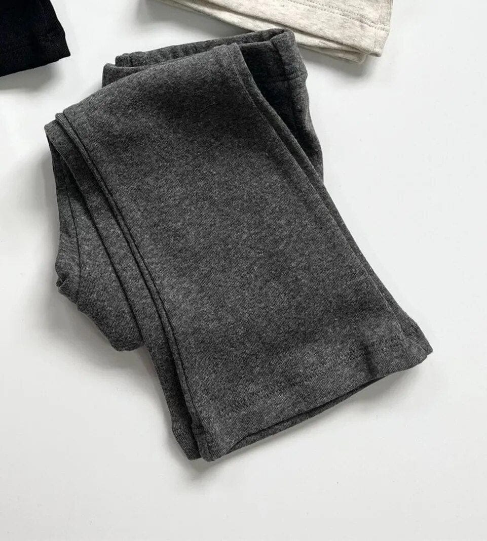 レギンスパンツ Dark Grey / 90cm キッズ フレアパンツ レギンスパンツ 無地 シンプル ベーシック グレー ダークグレー ブラック ベージュ 4カラー ガールズ 女の子 子供服