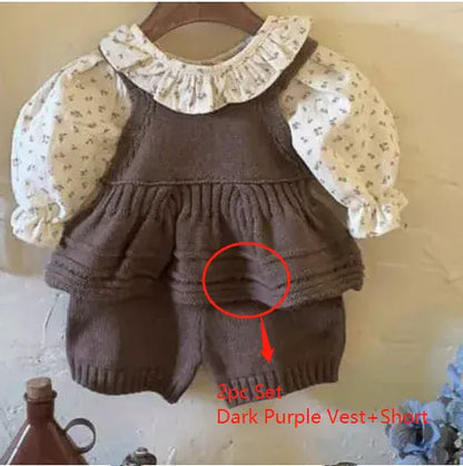ノースリーブセットアップ dark purple 2pc set / 66cm / 取り寄せ（10〜35日） ベビーセットアップ 2点セット ニットベスト バルーンパンツ 2カラー