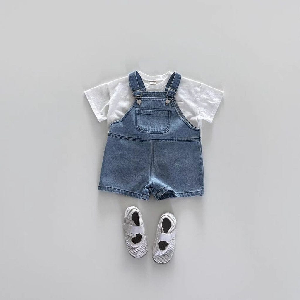 オーバーオール Denim Blue / 73cm シンプルショートオーバーオール【mh0010377】