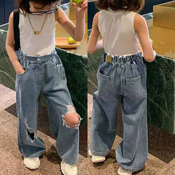 デニムパンツ Denim Blue / 90cm キッズパンツ ダメージ加工 デニムパンツ ルーズパンツ ジーンズ ジーパン【mh0005771】