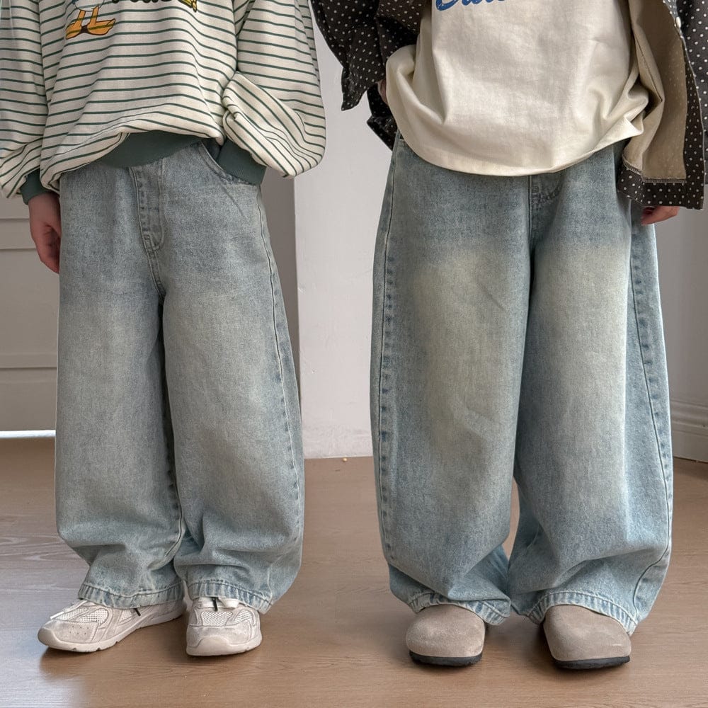 デニムパンツ Denim Blue / 90cm キッズパンツ シンプルデイリーデニムストレートパンツジーンズ【mh0009185】