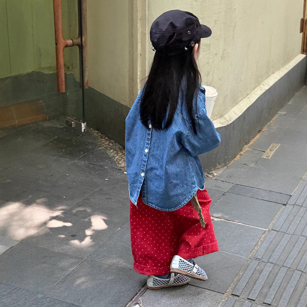 長袖シャツ・ブラウス Denim Blue / 90cm バックオープンデニム長袖シャツ【mh0010569】