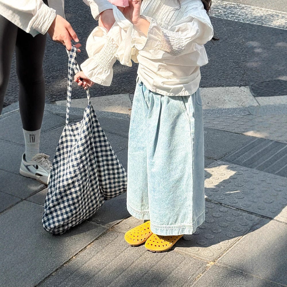 デニムパンツ Denim Blue / 90cm ルーズストレートデニムパンツ ウエストゴム ワイドシルエットパンツ【mh0011062】