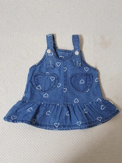 長袖セットアップ Denim skirt / 73cm デニムサロペットワンピース/メロウフリル長袖ブラウス【mh0011023】