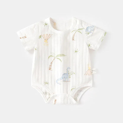 半袖ロンパース dinosaur / 0-3M 59cm ベビーロンパース 半袖ボディスーツ 肌着 アニマルプリント【mh0006552】