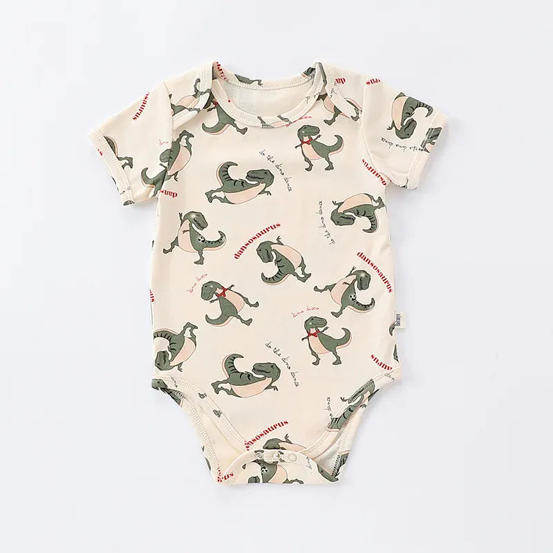 半袖ロンパース dinosuar / 66cm ベビーロンパース 半袖ボディスーツ チェリーダイナソープリント柄【mh0004862】