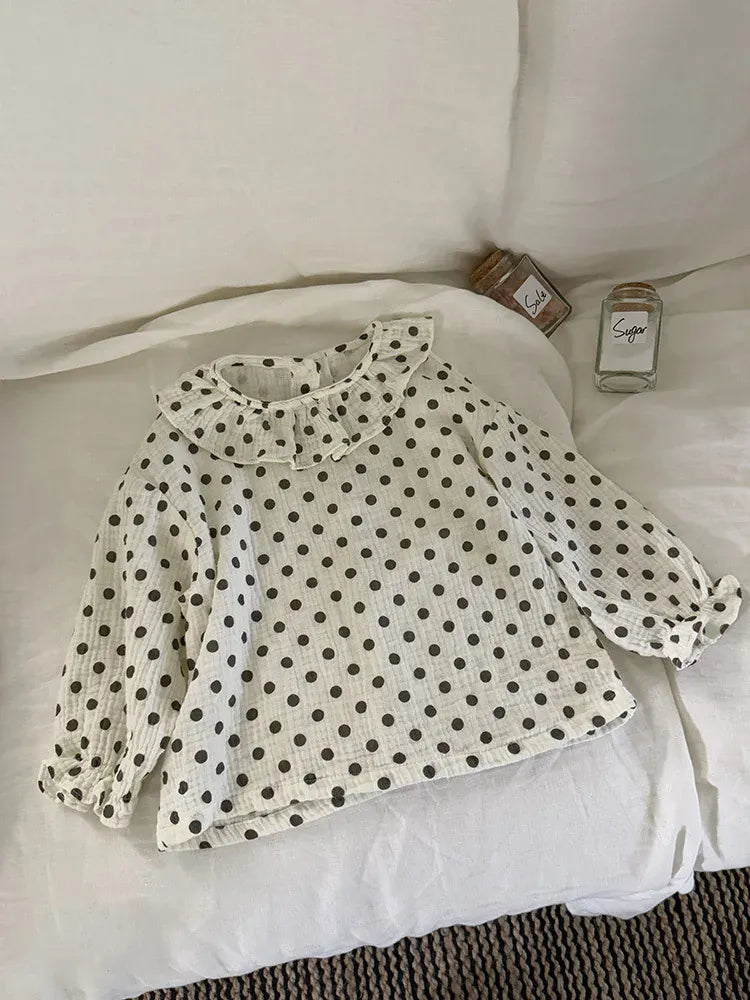 長袖シャツ・ブラウス Dot / 90cm キッズトップス 水玉ドット/ストライプ長袖チュニックブラウス【mh0008667】