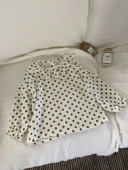 長袖シャツ・ブラウス Dot / 90cm キッズトップス 水玉ドット/ストライプ長袖チュニックブラウス【mh0008667】