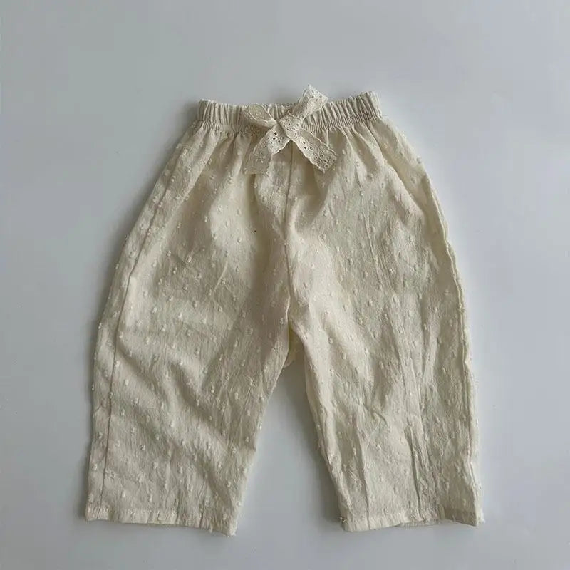 ロングパンツ・スウェットパンツ Dot / 9M  73CM ベビーパンツ レース刺繍 ロングパンツ リボン サマーパンツ【mh0004810】