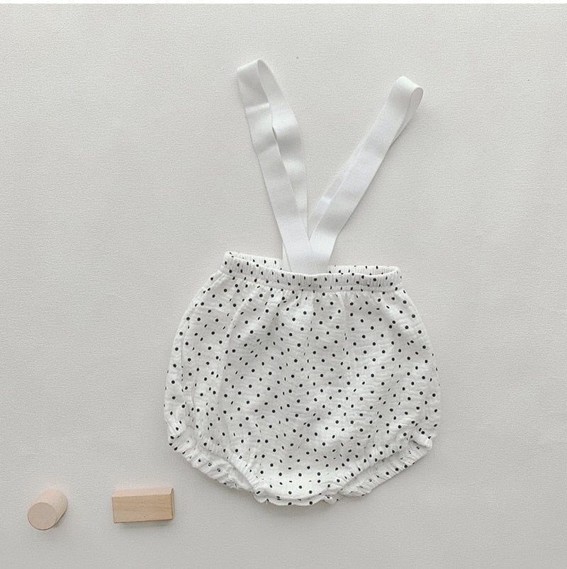 ブルマパンツ dots / 66cm ベビー サスペンダー ブルマ パンツ 半袖 Tシャツ 無地 くま ベア 水玉 ドット ユニセックス 7897