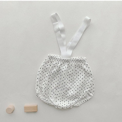 ブルマパンツ dots / 66cm ベビー サスペンダー ブルマ パンツ 半袖 Tシャツ 無地 くま ベア 水玉 ドット ユニセックス 7897