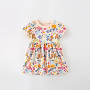 半袖ワンピース dress / 100cm キッズワンピース 半袖サマーワンピース お絵描きプリント柄【mh0005490】