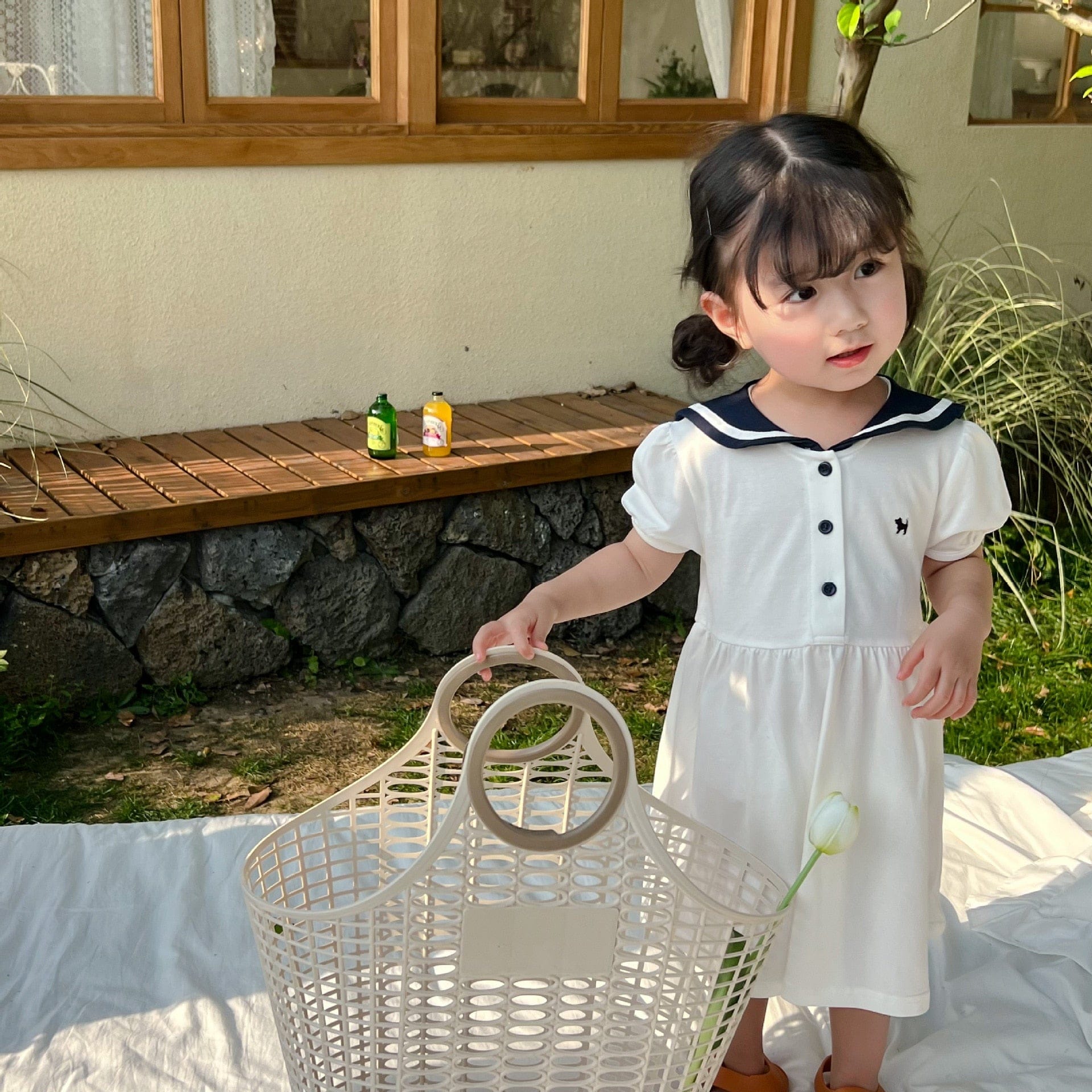 半袖ワンピース dress / 12M/80cm キッズ マリン ネイビー ボーイズ セットアップ 半袖 トップス ショートパンツ ガールズ 半袖 ワンピース リンク 兄弟 姉妹 お揃い コーデ 5683C
