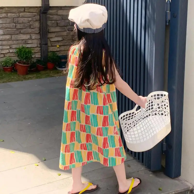 半袖セットアップ dress / 24M 90cm キッズセットアップ 2点セット/ワンピース ボーイズ半袖シャツ+ショートパンツ/ガールズノースリーブワンピース カラフルチェックストライプ リンクコーデ 兄弟姉妹 お揃いコーデ