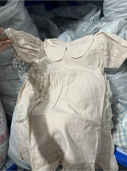 半袖ロンパース dress / 73cm ベビー キッズ レース フリル 丸襟 半袖 ロンパース ワンピース リンク 姉妹 お揃い コーデ ガールズ【mh0002622】