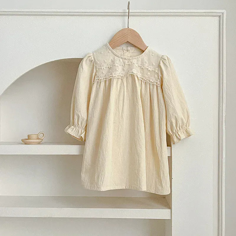 長袖ロンパース dress / 90cm 1-2y ベビーロンパース/キッズワンピース レースフラワー長袖ボディスーツ/ワンピース リンクコーデ 姉妹 お揃いコーデ【mh0007422】