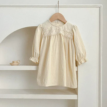 長袖ロンパース dress / 90cm 1-2y ベビーロンパース/キッズワンピース レースフラワー長袖ボディスーツ/ワンピース リンクコーデ 姉妹 お揃いコーデ【mh0007422】