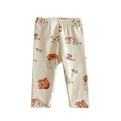 ロンパースセットアップ DZ41609 Pants / 3-6M 66cm ベビーロンパース/パンツ/ボンネット フォレストアニマルプリント長袖ボディスーツ/ロングパンツ/帽子 4デザイン【mh0006931】