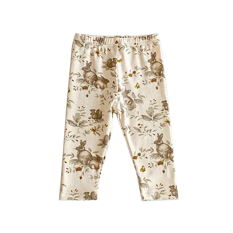 ロンパースセットアップ DZ42444 Pants / 3-6M 66cm ベビーロンパース/パンツ/ボンネット フォレストアニマルプリント長袖ボディスーツ/ロングパンツ/帽子 4デザイン【mh0006931】