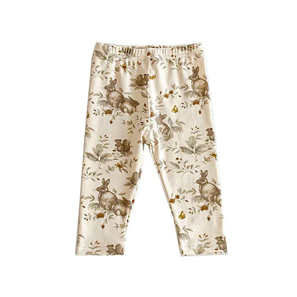 ロンパースセットアップ DZ42444 Pants / 3-6M 66cm ベビーロンパース/パンツ/ボンネット フォレストアニマルプリント長袖ボディスーツ/ロングパンツ/帽子 4デザイン【mh0006931】