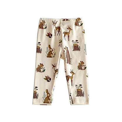 ロンパースセットアップ DZ42445 Pants / 3-6M 66cm ベビーロンパース/パンツ/ボンネット フォレストアニマルプリント長袖ボディスーツ/ロングパンツ/帽子 4デザイン【mh0006931】