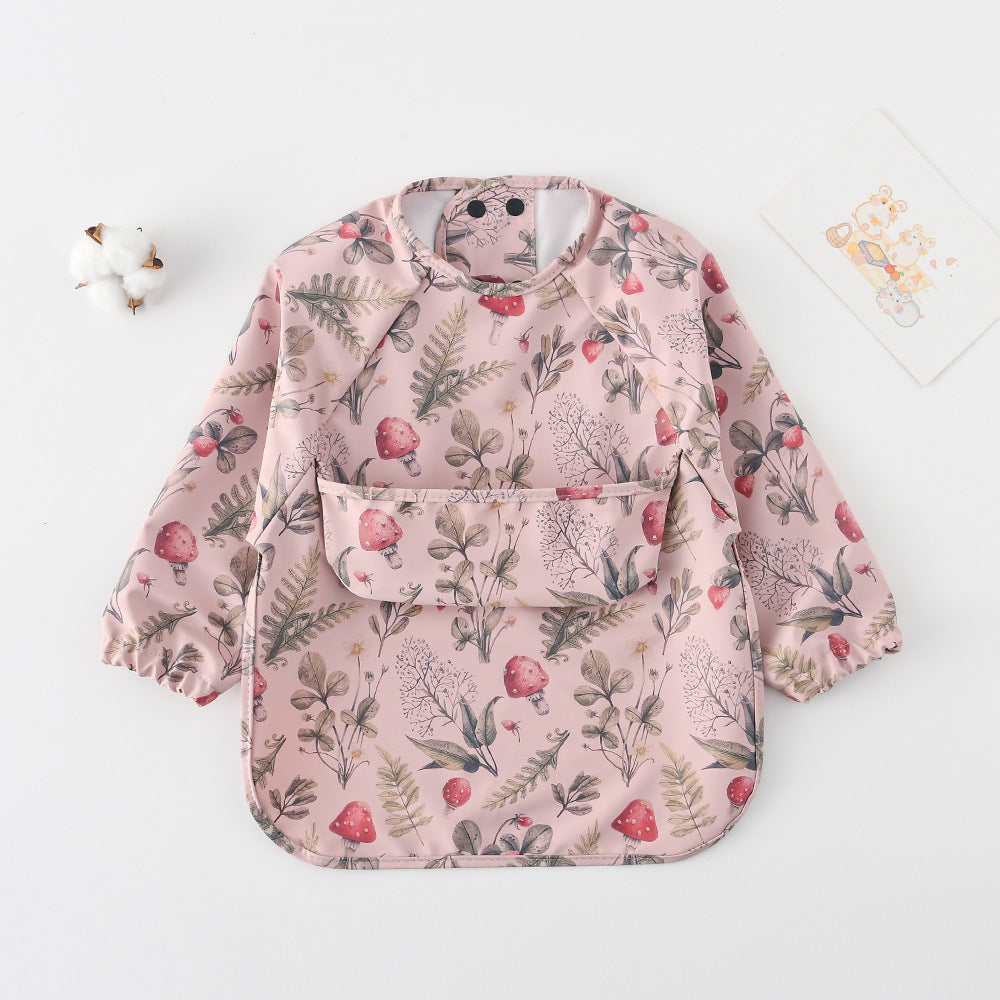 よだれかけ eaf mushroom / S Long Sleeve PU Waterproof Bib 長袖 PU 防水 お食事エプロン【mh0012236】