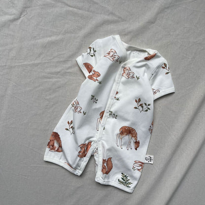 半袖ロンパース Fawn / 66cm アニマルプリント半袖ベビーロンパースジャンプスーツ【mh0009271】