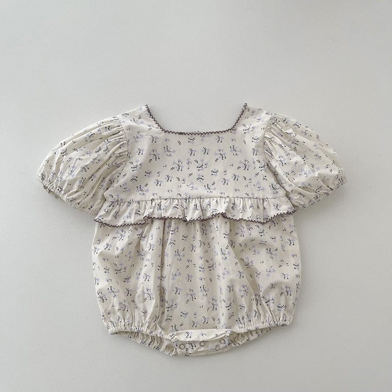 半袖ロンパース floral / 66cm / 取り寄せ（3〜14日） ベビー フラワー 小花柄 半袖 パフスリーブ ロンパース ガールズ