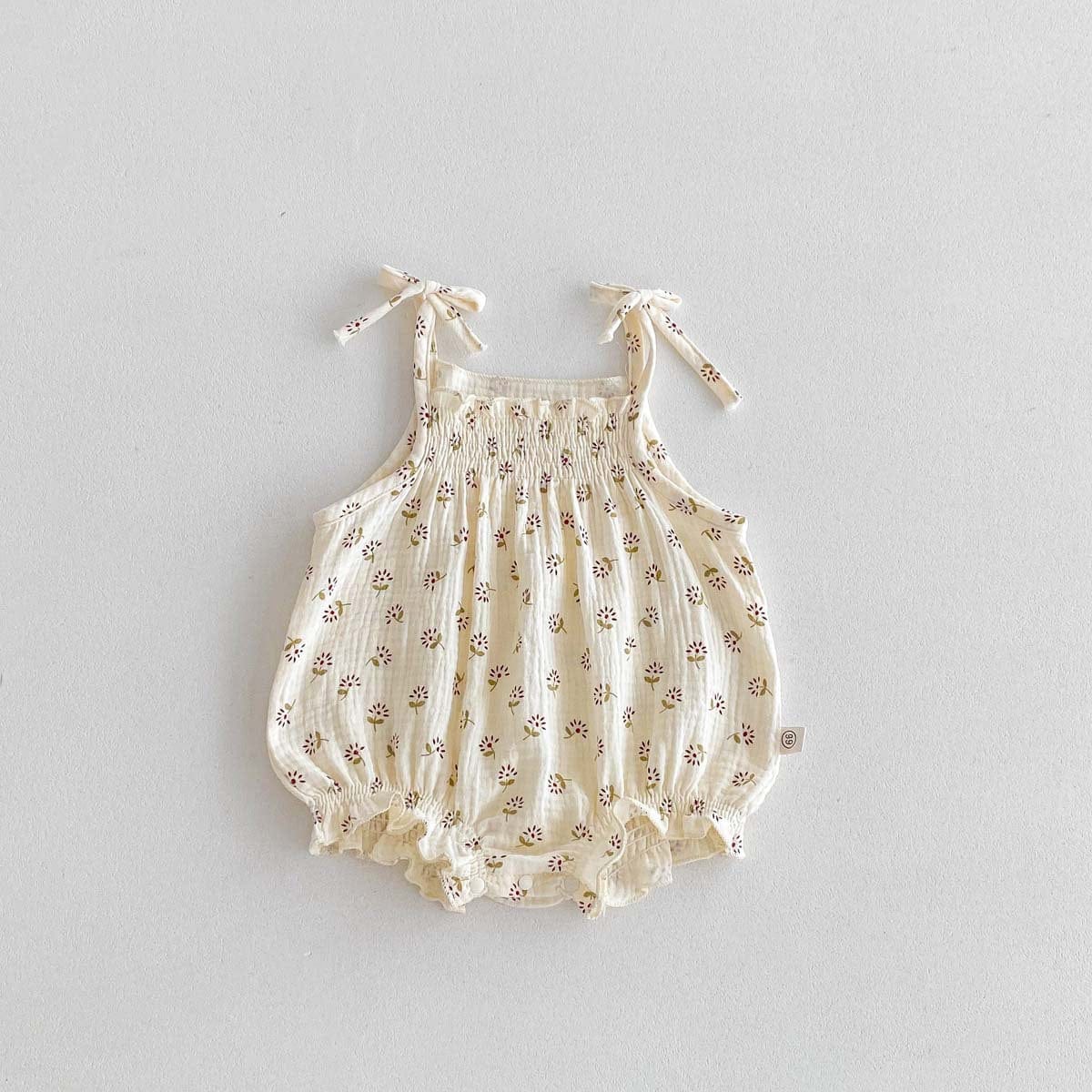 ノースリーブロンパース Floral / 66cm フラワー/ストライプキャミソールロンパース【mh0010303】