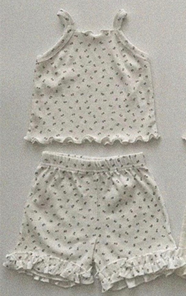 ノースリーブセットアップ Floral / 73cm ベビーセットアップ 2点セット フリルキャミソール+ショートパンツ【mh0009156】