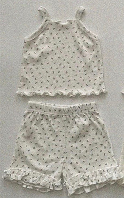 ノースリーブセットアップ Floral / 73cm ベビーセットアップ 2点セット フリルキャミソール+ショートパンツ【mh0009156】