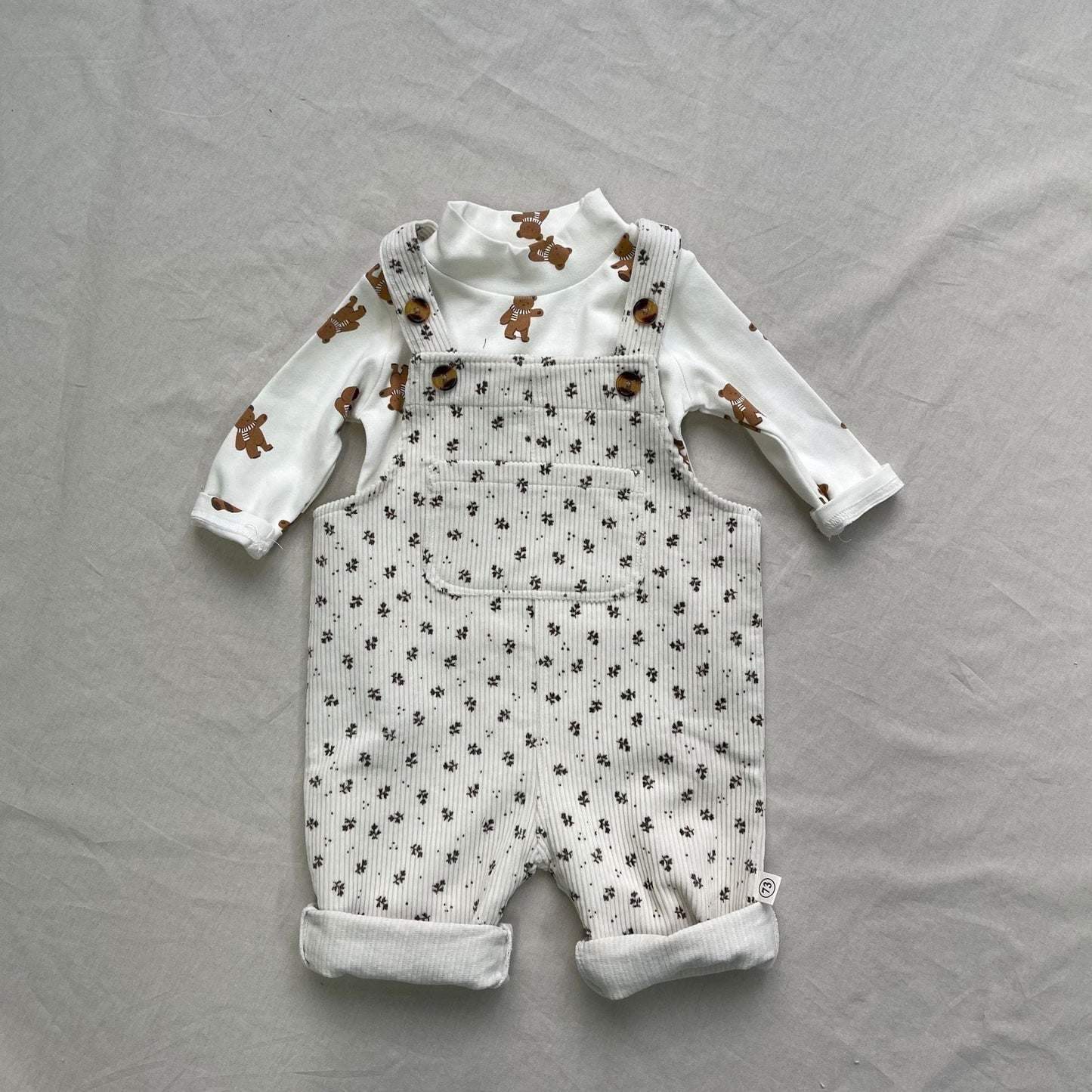 オーバーオール Floral / 73cm ベビーオーバーオール デニム/フラワープリント/無地サスペンダーサロペットパンツ【mh0009109】