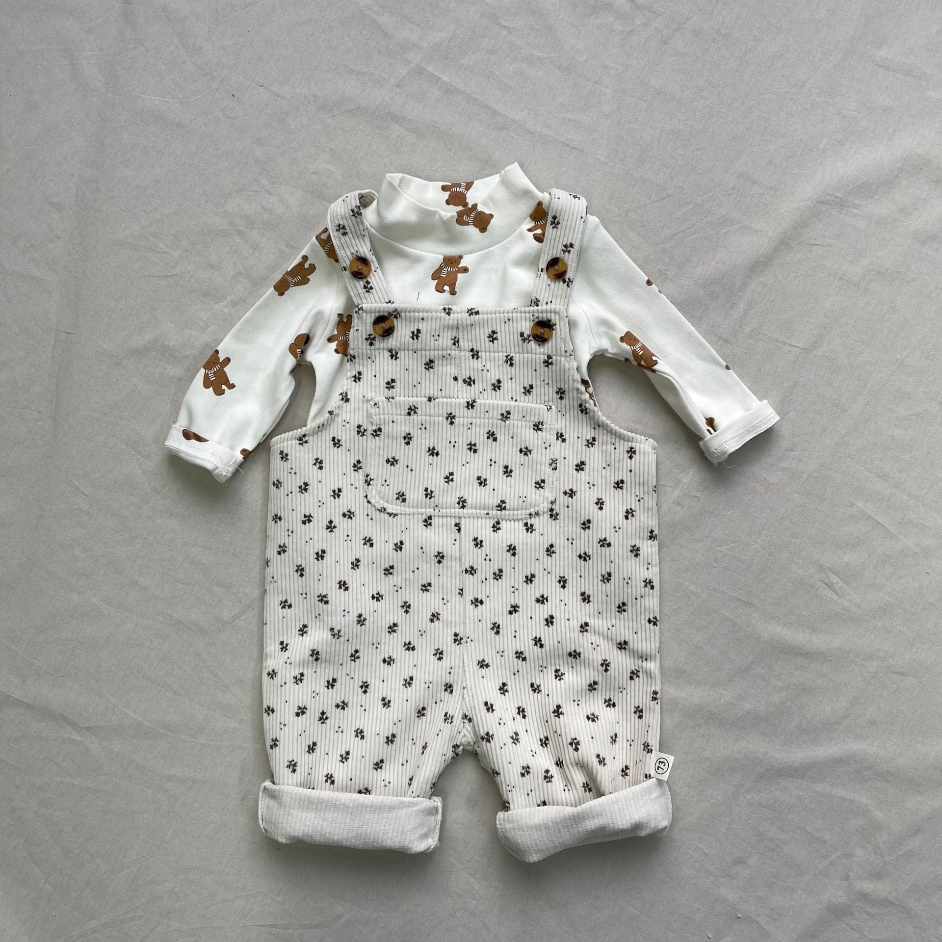 オーバーオール Floral / 73cm ベビーオーバーオール デニム/フラワープリント/無地サスペンダーサロペットパンツ【mh0009109】