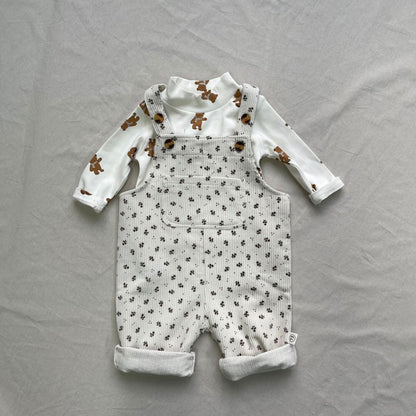 オーバーオール Floral / 73cm ベビーオーバーオール デニム/フラワープリント/無地サスペンダーサロペットパンツ【mh0009109】