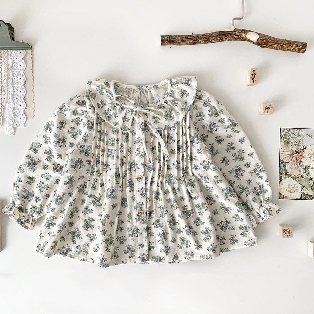 長袖シャツ・ブラウス floral printed / 73cm ベビー キッズ フリル フラワー 花柄 ピンタック 長袖 チュニック ブラウス シャツ ガールズ