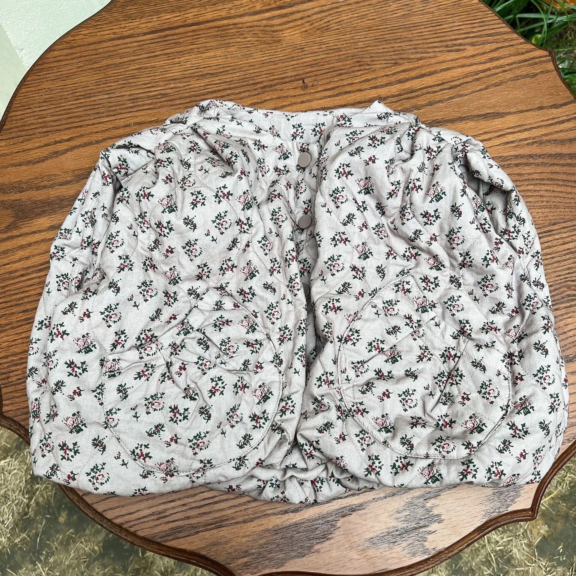 ベスト floral printed / 80cm キッズベスト キルティング ルーズアウター フラワー 花柄プリント ガールズ 女の子 子供服