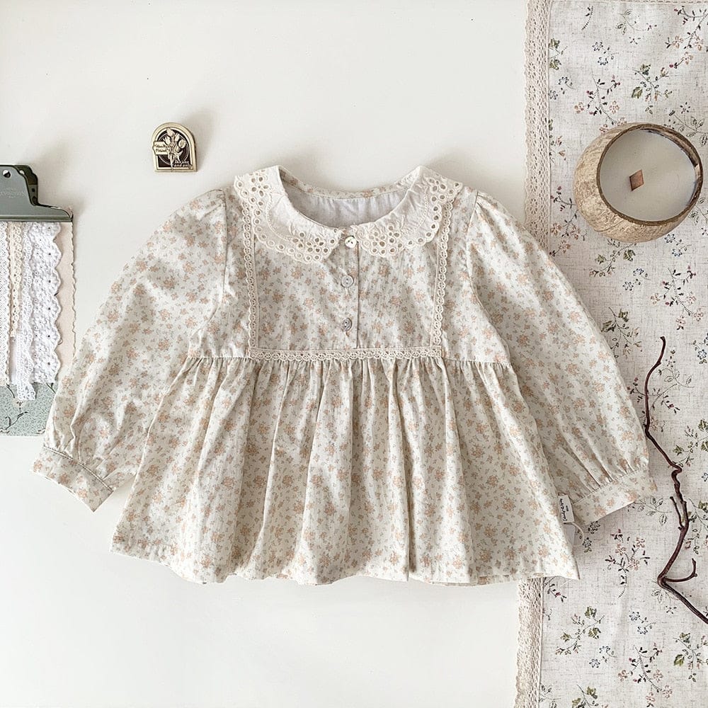 長袖シャツ・ブラウス floral printed / 80cm / 取り寄せ（7〜21日） キッズ フラワー 花柄 レース襟 長袖 チュニック ブラウス トップス