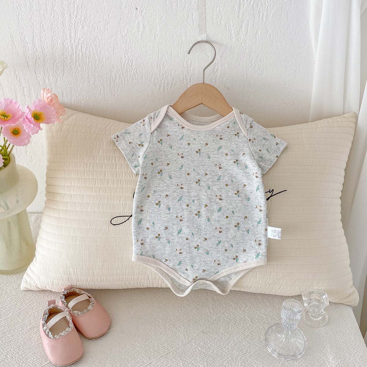 半袖ロンパース Flower / 66cm フラワー小花柄プリント半袖ボディスーツ【mh0009752】