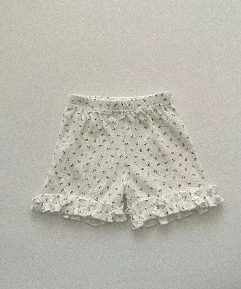 ハーフパンツ・ショートパンツ Flower / 9M 73cm ベビーパンツ ショートレギンス フリル フラワー花柄プリント/無地 3カラー【mh0005897】