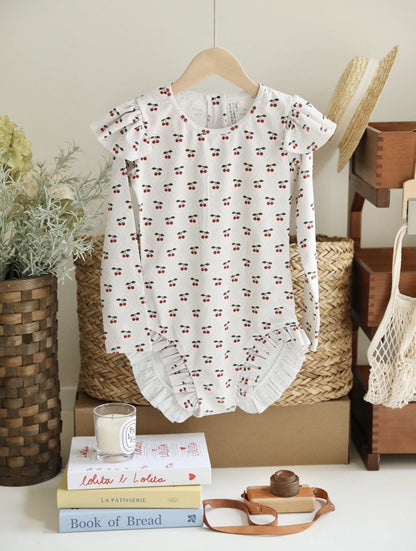 ベビー用水着 flying sleeve swimsuit cherry / 140 ジュニアガールズ水着 長袖ワンピーススイムウェア ラッシュガード【mh0009333】